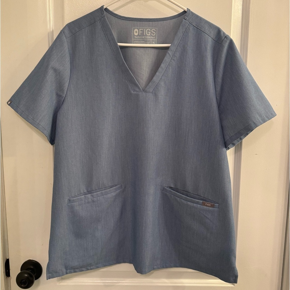 Figs Casma Three-Pocket Scrub Top Heather Indigo Blue XL Limited Edition